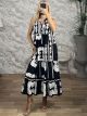 Viscose Sleeveless Maxi Dress NEW-2554/Black&White