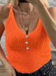Strassed Button Knitted Top/Orange