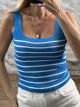 Knitted Stripes WideStraps Top/Blue