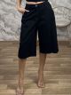 Wide Cotton Long Shorts-2404/Black 