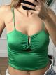 Lycra Elastic Crop Top/Green