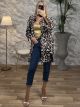 Satin Long Golden Shirt-Leopard/Chocolat