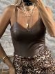 Leather Cups Bodysuit/Chocolat
