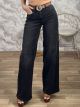W-Wideleg Belt Denim Pants-178810/Black