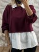 Broochless Shirt Sweatshirt/Burgundy