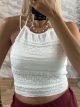 Lace Cups Crop Top/White