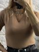 Viscose Knitted Ve Top-508/Camel
