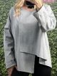 Asymmetrical Oversized Sweatshirt-6024/Grey