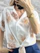 BigFlowers Tied Viscose Shirt/Beige Flowers