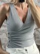 GoldButtons Elastic Top-41172/Grey
