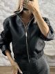 Bomber Leather Jacket-6713-1/Black