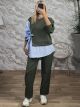 Viscose Half Shirt Set-25586/Khaki