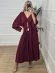 Casual Maxi Oversized Ruffles Dress/Burgundy