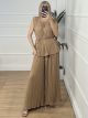 Pleated Pads Set-Plus Size/Camel