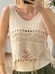 Knitted Fringe Top/Beige