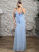 Muslin OpenBack Ruffled LongStraps Maxi Dress/Ciel
