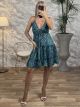 Silk Mini Openback Dress-Gold Flowers-2514/N6