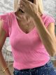 Knitted Ruffles Top/Bubble Pink