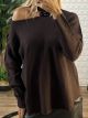 Soft Elastic Sweater-9065/Chocolat