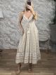 Viscose Gold Print Boho Dress-2539-2/White