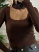 Knitted Top Choker/Chocolat