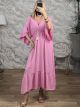 Big Ruffled Sleeves Maxi Dress/Pink