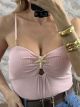 Gold Starfish & Beads Top/Pink