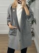 Open Hooded Brooch Cardigan/Grey