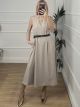 Sleeveless Pockets Dress/Grey-Beige