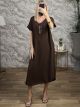 Necklace Shortsleeve Midi Dress-2615/Chocolat