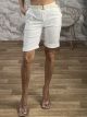 Cuffed Highwaist Belt Long Shorts-1517/White