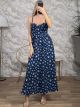 LittleFlowers Βuttons Maxi Dress/Navy Blue