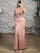 Sequinned Corset Maxi Dress/Pink