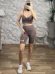 Athletic Top&Biker Leggings Set-126/Chocolat