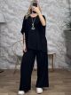 Plus Size Viscose Ripped Set/Black