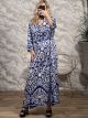 Viscose Tunic Maxi Dress-7282/Blue&White
