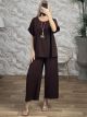 ShortSleeve Necklace Pants Set-3587/Chocolat