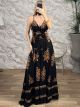Viscose Deep WrapBust Maxi Dress-6062/Black&Chocolat