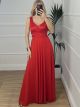 Muslin Bust Sequin Dress/Red