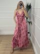 Maxi Silk Openback Dress/Magenta