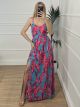 Backless Bow Dress Multi Print/N3