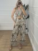 OpenBack Pattern Belt Jumpsuit/Khaki