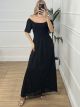 Cotton Kippur Wasp Nest Dress/Black