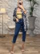 Satin Long Golden Shirt-Leopard/Grey