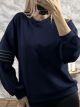 Oversized Sleeves Details Sweatshirt/Navy Blue