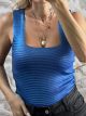 Metallic Knitted Ribbed Top-1500/Blue