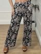 Elastic Summer Pants-Floral/Black-3