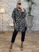 Satin Long Golden Shirt-Squares/Black