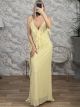Muslin OpenBack Ruffled LongStraps Maxi Dress/Yellow