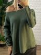Soft Elastic Sweater-9065/Khaki
